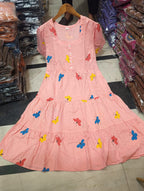 Premium Rayon Butterfly Print Tiered Frock & Tunic Combo