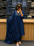 Premium 60-60 Cotton Solid Alia Cut Embroidery 3pc Kurti Pant Set Combo