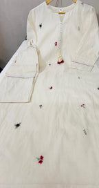 Premium Cotton Minimalist Hand-Embroidered Kurti & Pant Co-Ord Set Combo