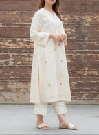Premium Cotton Minimalist Hand-Embroidered Kurti & Pant Co-Ord Set Combo