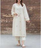 Premium Cotton Minimalist Hand-Embroidered Kurti & Pant Co-Ord Set Combo