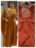 Premium 60-60 Cotton Traditional Heavy Embroidery Flared Anarkali 3pc Kurti Set Combo