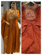 Premium 60-60 Cotton Traditional Heavy Embroidery Flared Anarkali 3pc Kurti Set Combo