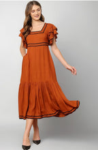 Premium Rayon Ruffle Sleeve Tiered Frock & Long Tunic Combo