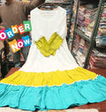 Premium Rayon Color-Block Multi-Tiered Flared Frock Indo-Western Dress Combo