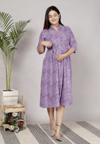 Premium 60-60 Cotton Leheriya Striped Shirt-Style Flared Midi Frock Tunic Combo