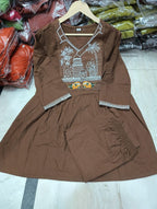Premium Cotton Traditional Scenery Embroidery Short Kurti & Palazzo Co-Ord Set Combo