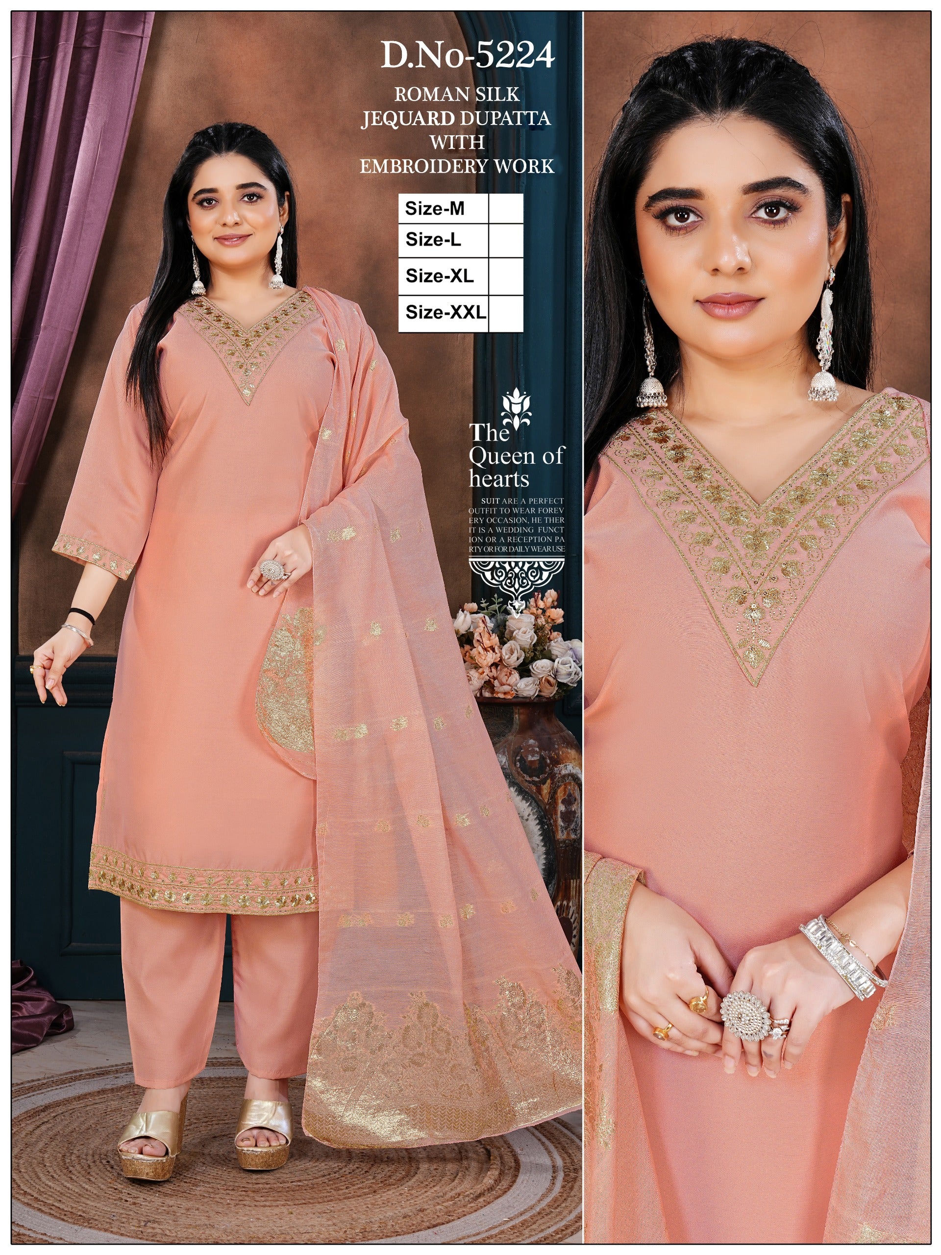 Elegant Grey Roman Silk 3pc Kurta Pant Set with Zari Dupatta