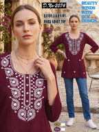 Chic Black Rayon Lakhnawi Work Short Top