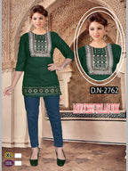 Chic Black Rayon Lakhnawi Work Short Top one more size