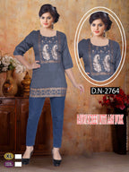 Chic Black Rayon Lakhnawi Work Short Top one more size