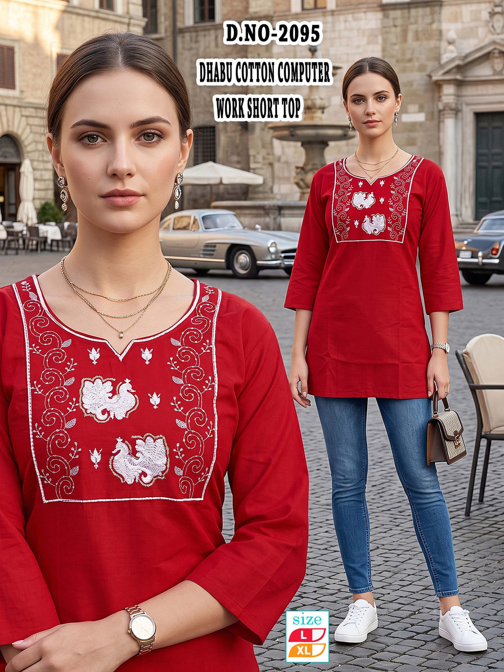 Chic Black Rayon Lakhnawi Embroidery Short Kurti / Top