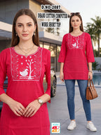 Chic Black Rayon Lakhnawi Embroidery Short Kurti / Top