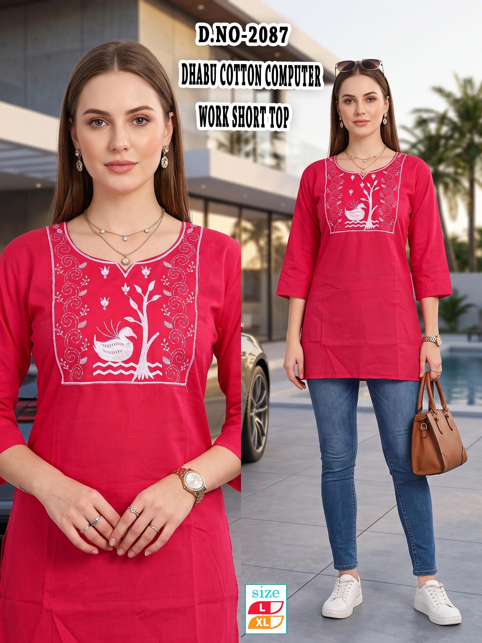Chic Black Rayon Lakhnawi Embroidery Short Kurti / Top