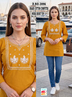 Chic Black Rayon Lakhnawi Embroidery Short Kurti / Top