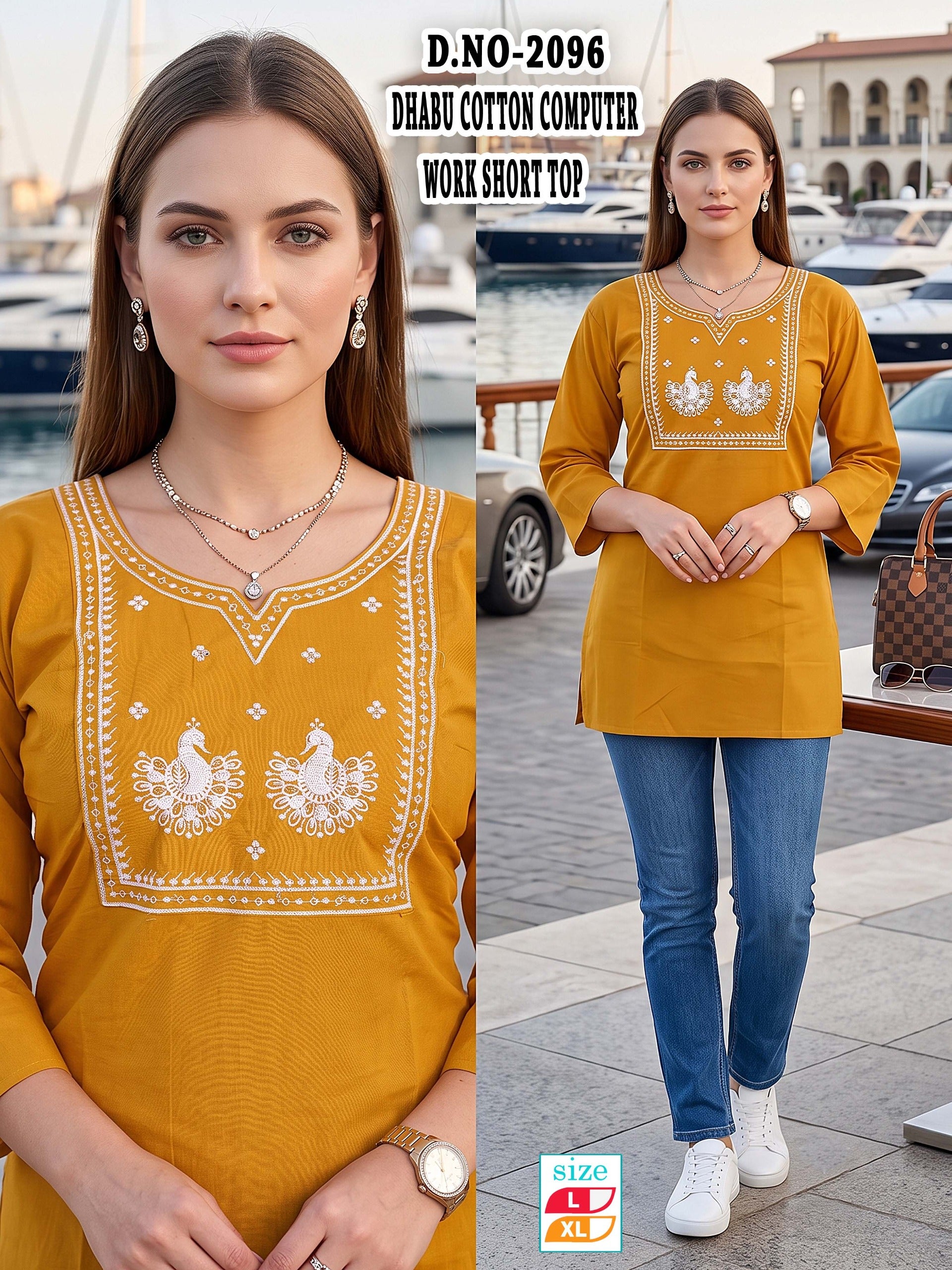Chic Black Rayon Lakhnawi Embroidery Short Kurti / Top