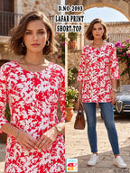 Trendy Pink Lafar Print Casual Short Top