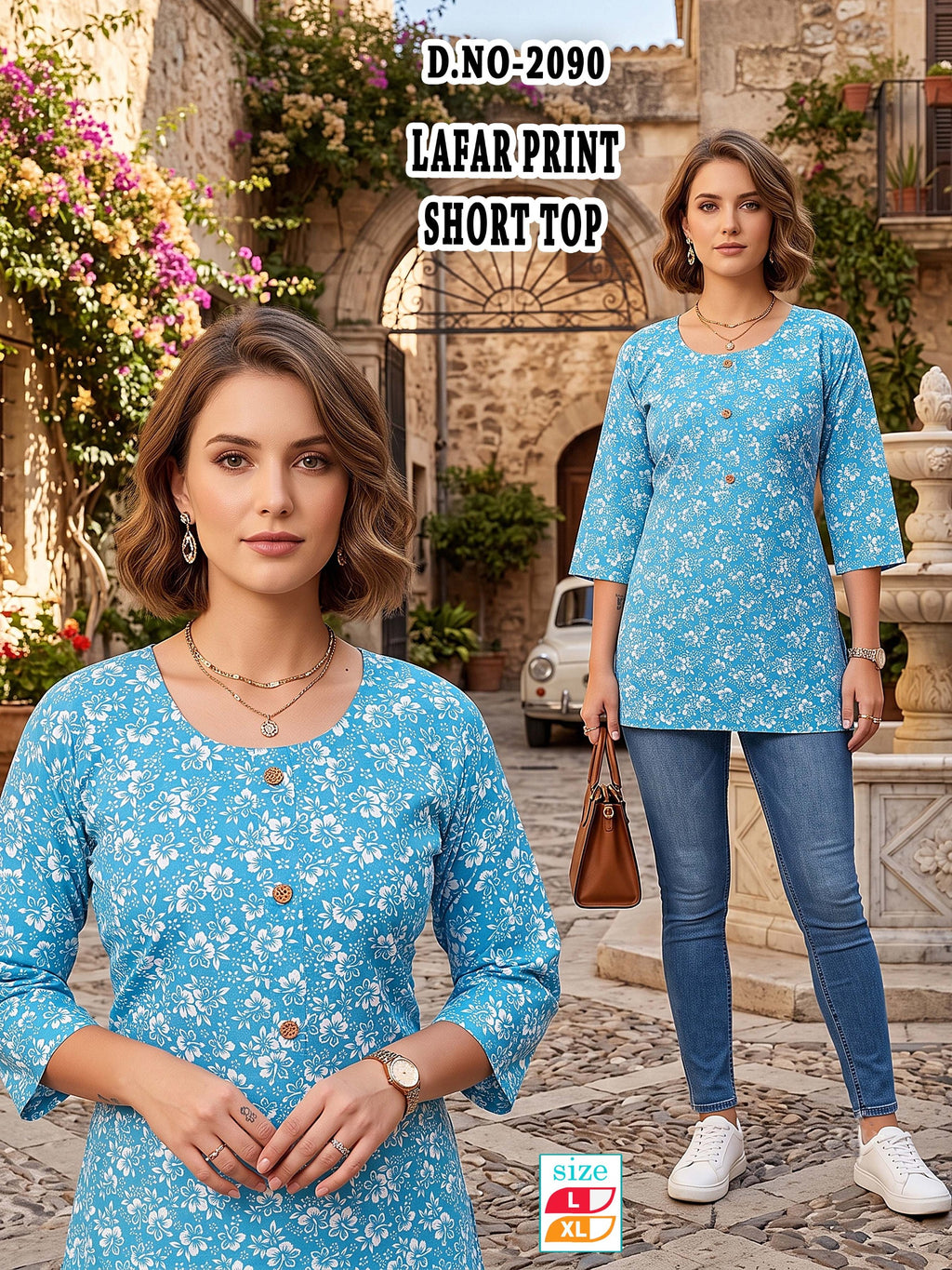 Trendy Pink Lafar Print Casual Short Top