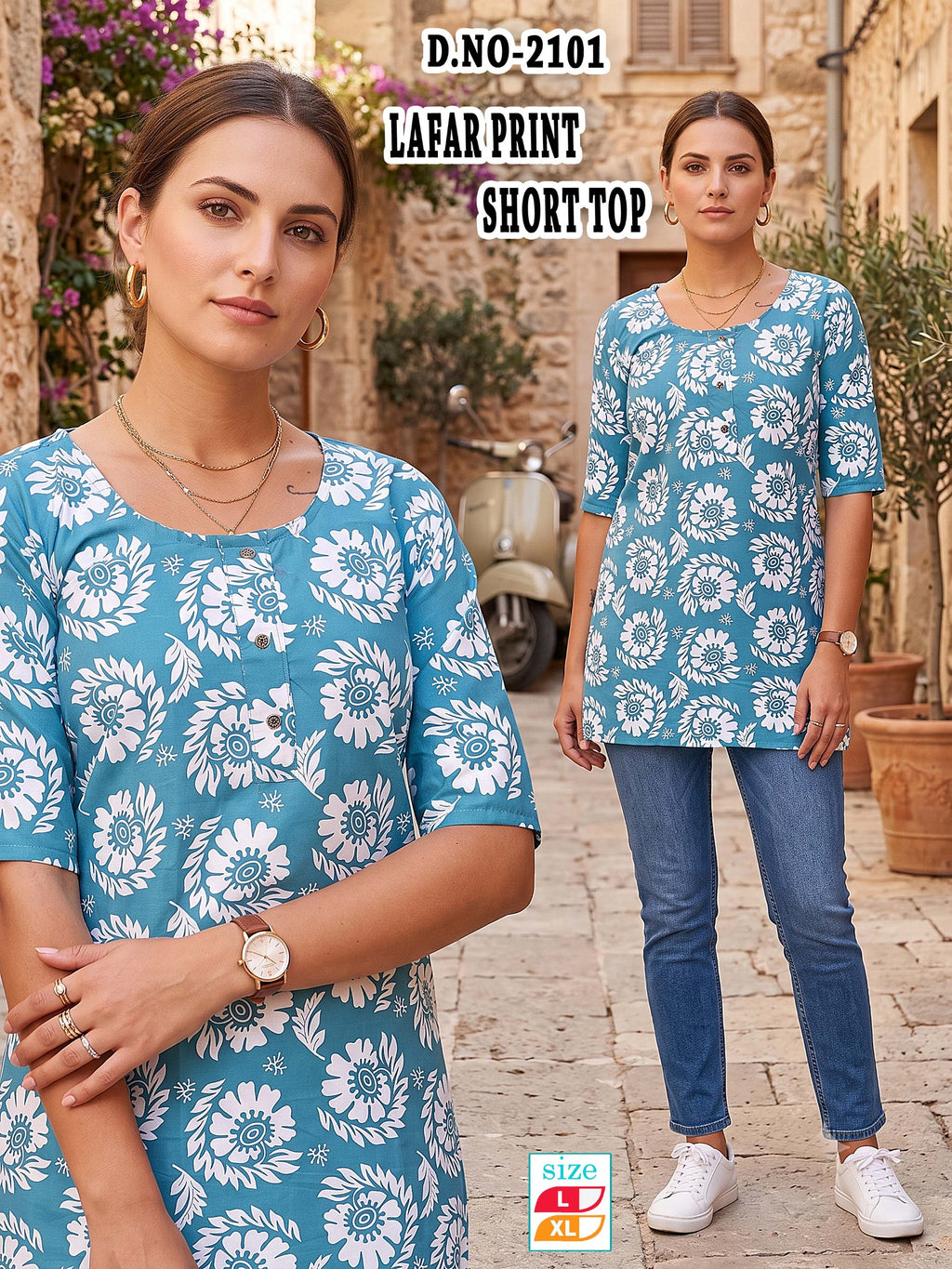 Trendy Pink Lafar Print Casual Short Top