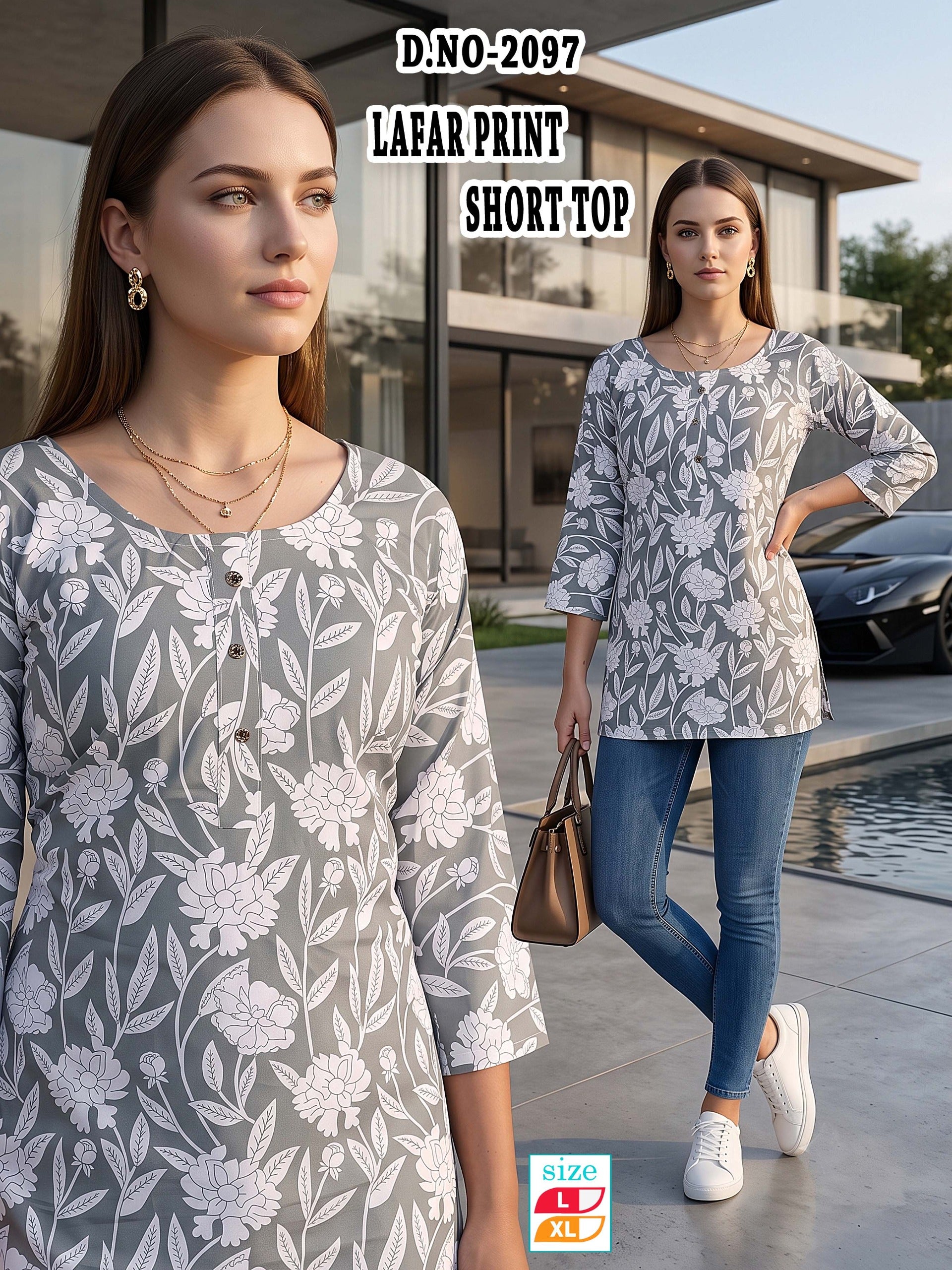 Trendy Pink Lafar Print Casual Short Top