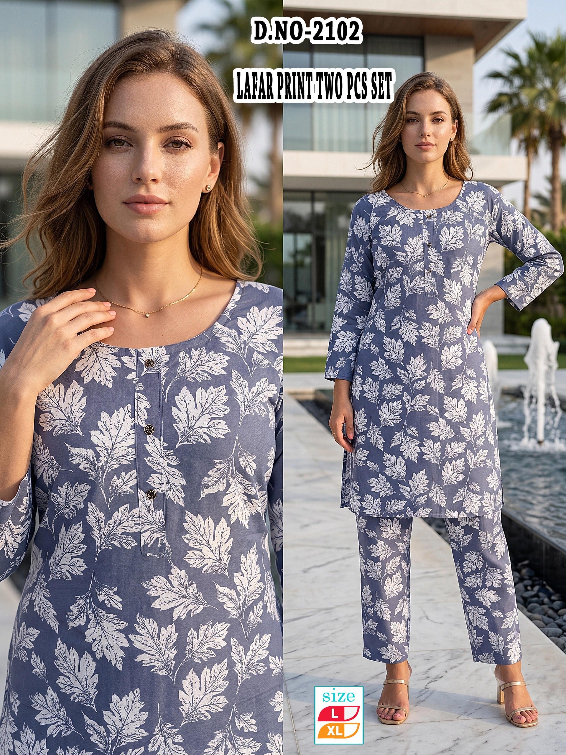 Chic Peach Lafar Print 2-Piece Co-Ord Set