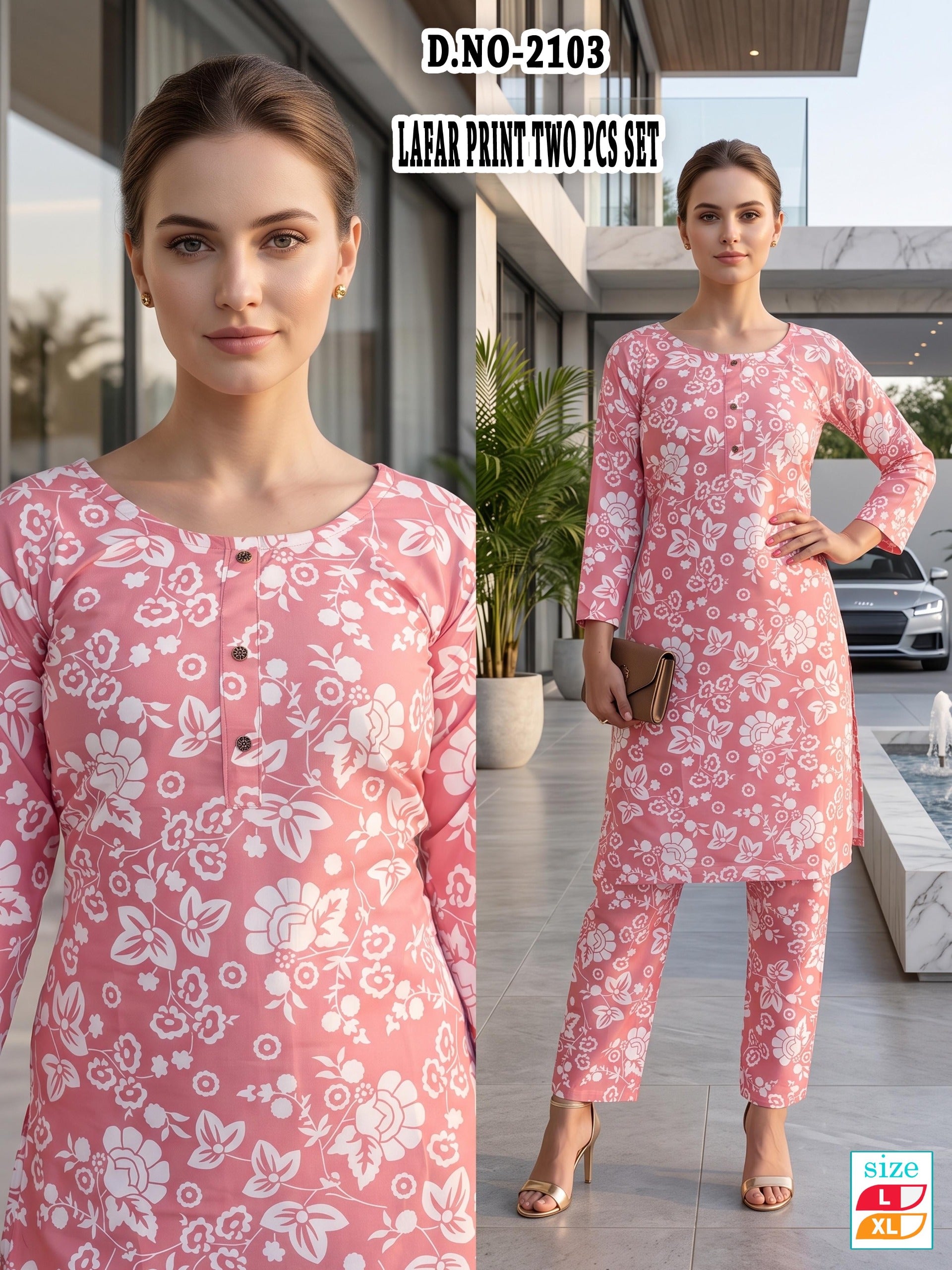 Chic Peach Lafar Print 2-Piece Co-Ord Set