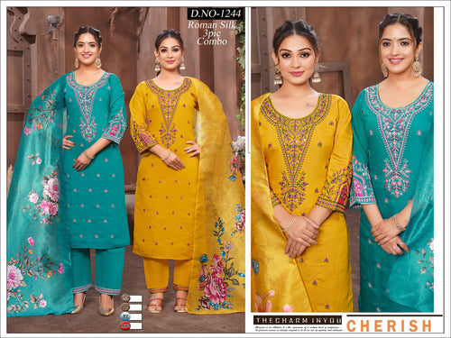 Designer Roman Silk 3pc Combo Suit Set