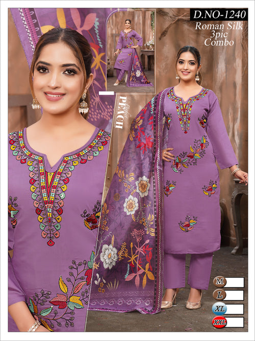 Designer Roman Silk 3pc Plazo Set