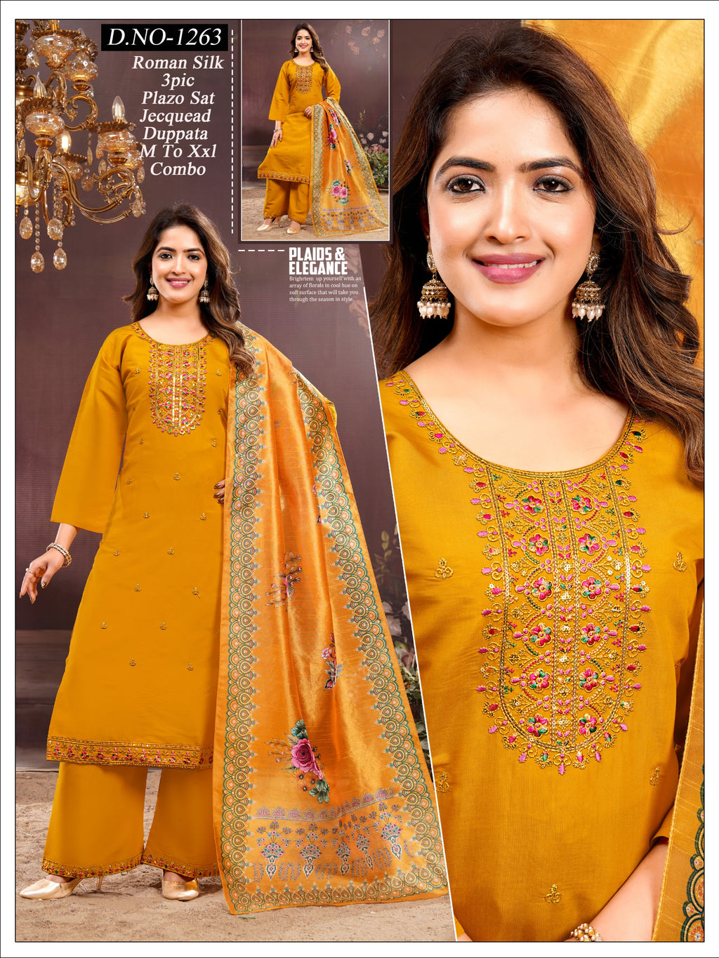 Designer Roman Silk 3pc Plazo Set