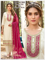 Premium Embroidered Kurti, Pant & Work Dupatta Combo 3pc