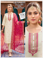 Premium Embroidered Kurti, Pant & Work Dupatta Combo 3pc