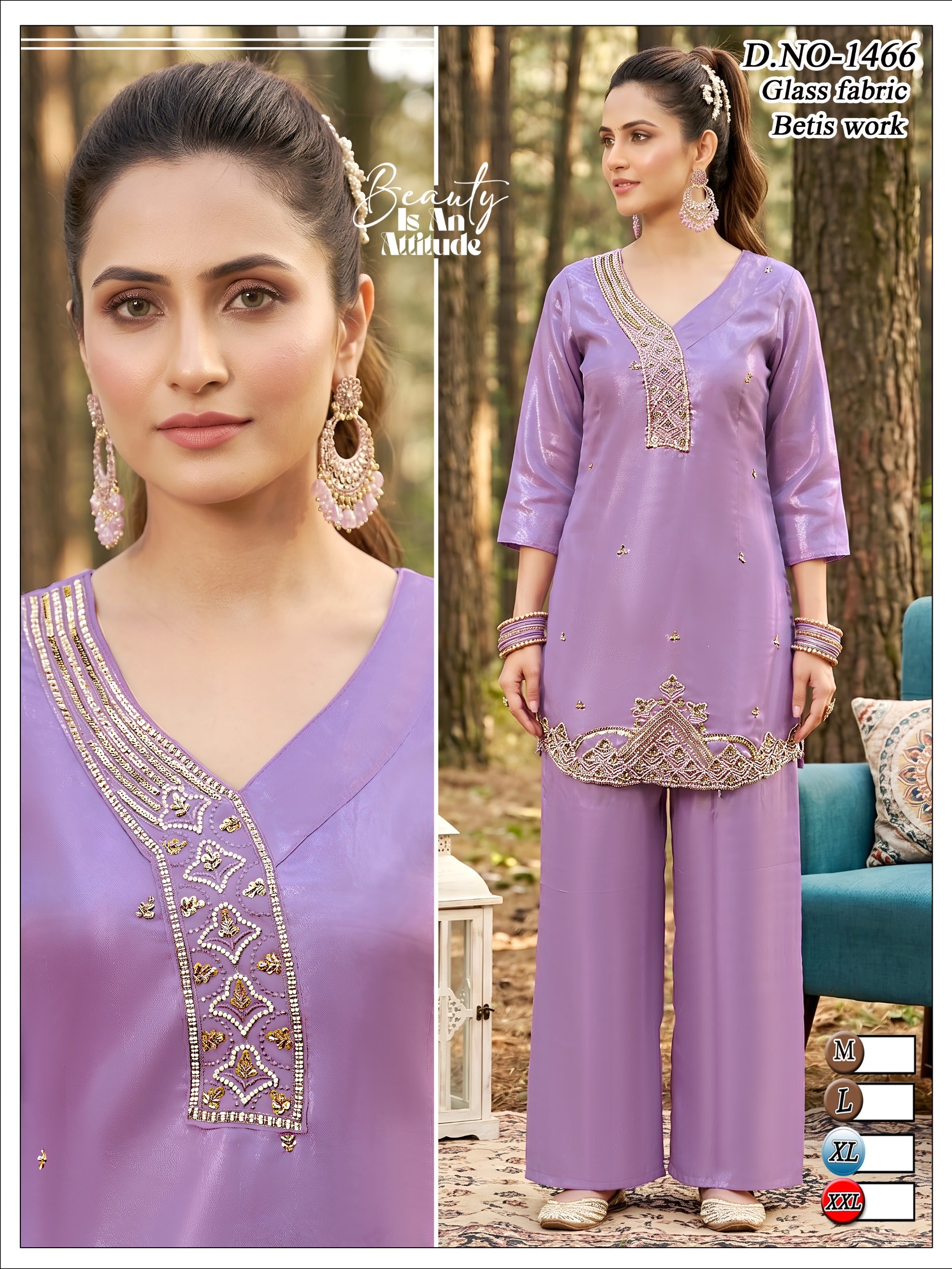 Designer Glass Roman Silk Co-Ord Set