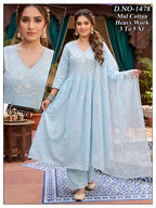Plus Size Premium Mul Cotton 3pc Frock Suit Set