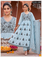Plus Size Premium Mul Cotton 3pc Frock Suit Set