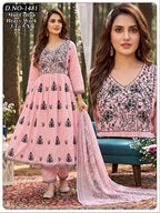 Plus Size Premium Mul Cotton 3pc Frock Suit Set