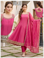 Vichitra Silk 3pc Flared Anarkali Suit Set