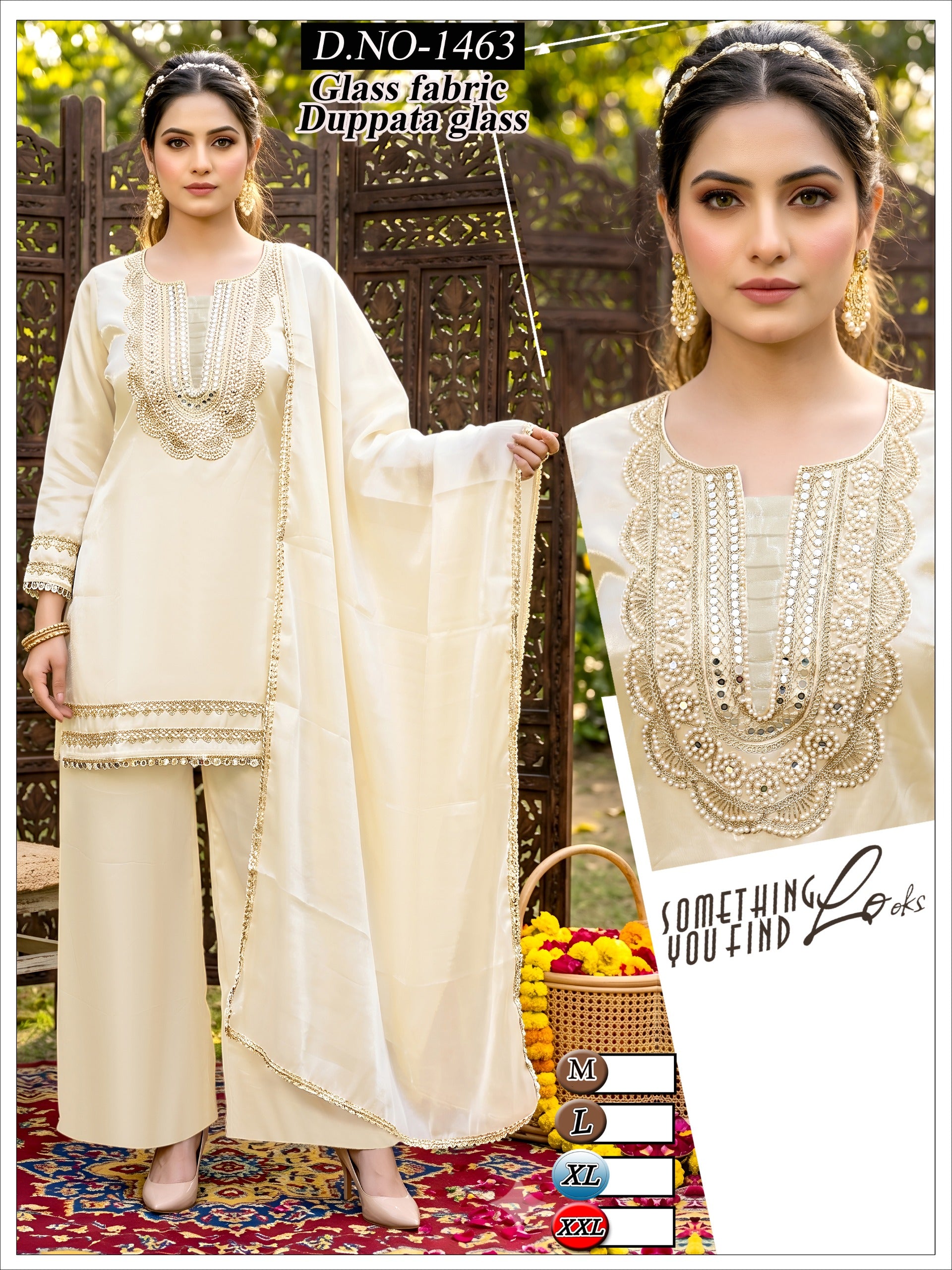 Premium Glass Roman Silk 3pc Plazo Set