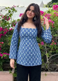 Trendy Floral Printed Cotton Short Kurti