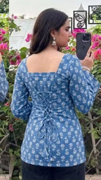 Trendy Floral Printed Cotton Short Kurti