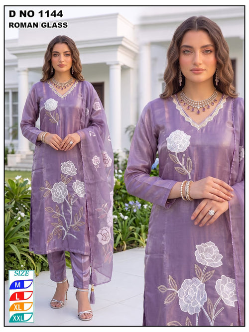 Budget-Friendly Roman Glass Silk 3pc Suit Set
