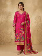 New Concept Premium Cotton Floral Printed 3-Piece Kurti Pant Dupatta Set (Sizes 46 to 54)