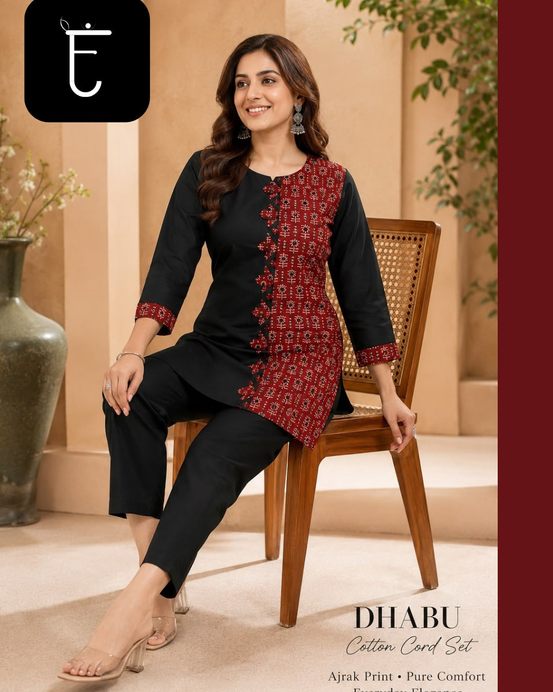 Authentic Dhabu Cotton Ajrakh Print Designer Co-Ord Set (Sizes M to XXL)