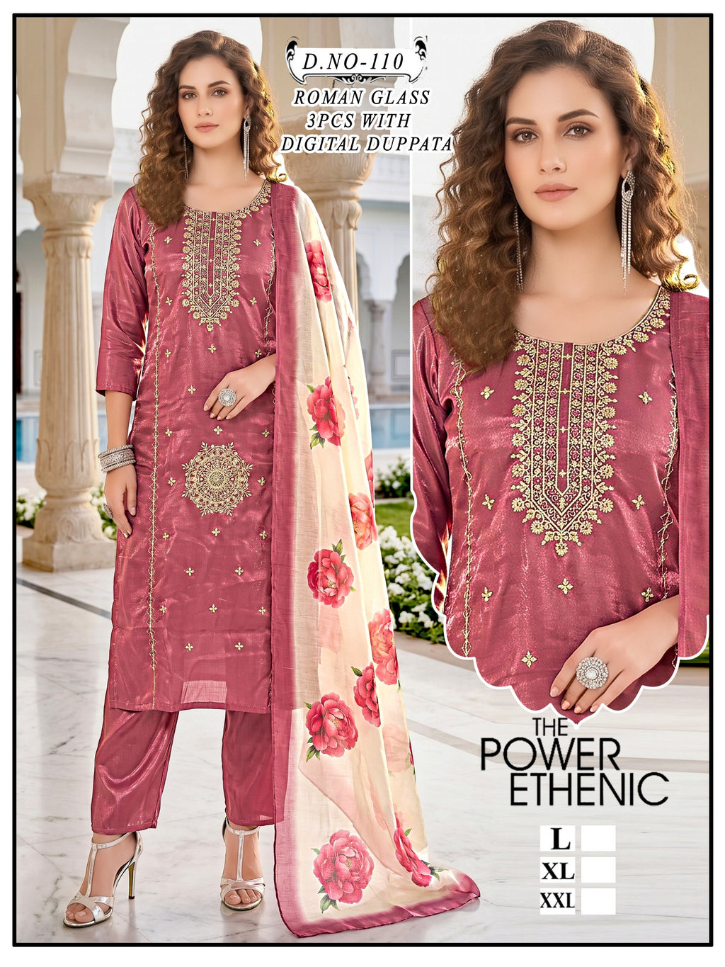 Stylish Sea Green Roman Glass Silk 3Pcs Suit Set with Digital Printed Dupatta