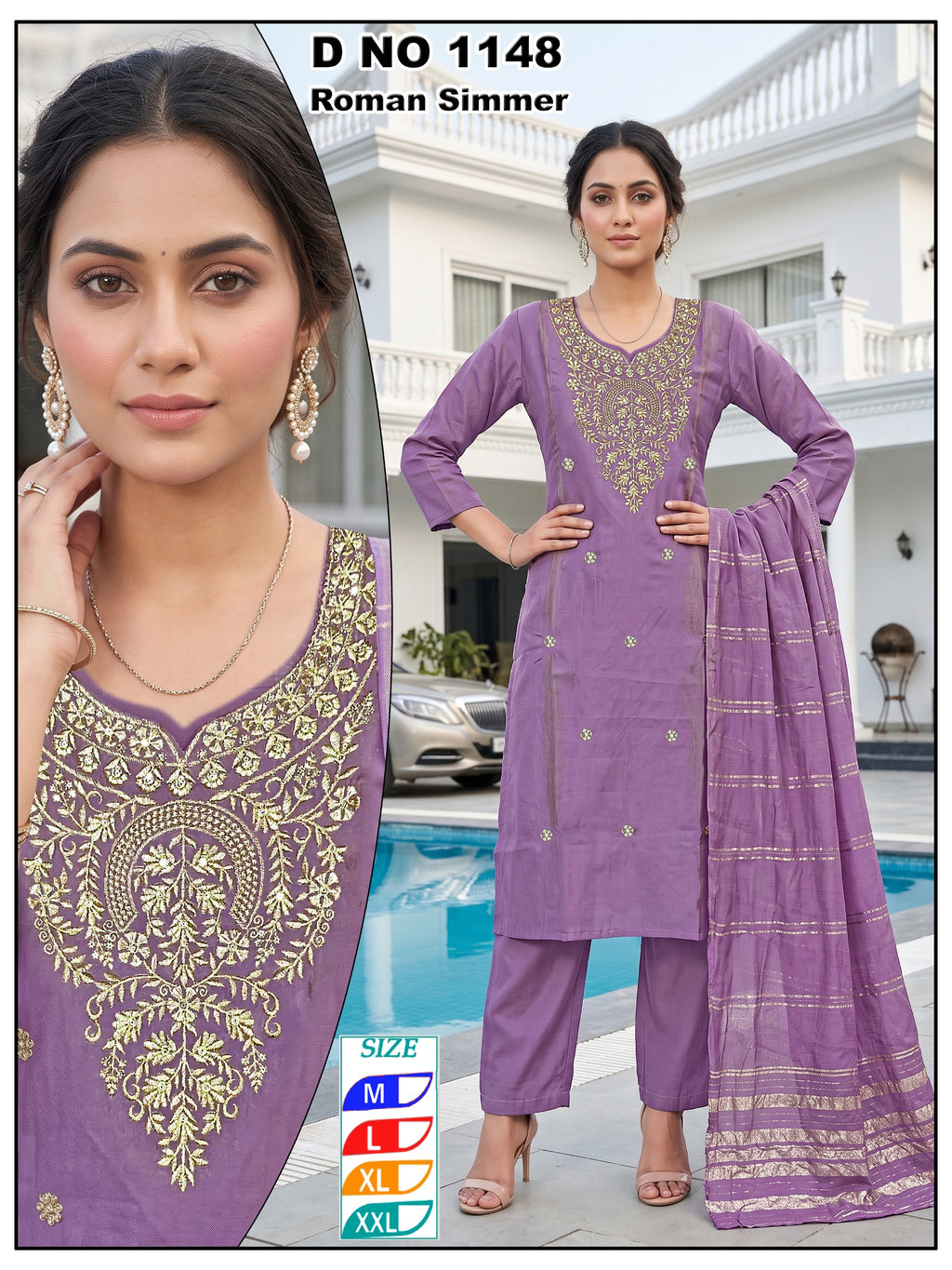Elegant Pink Roman Shimmer 3Pc Suit Set with Sequins Embroidery & Zari Dupatta