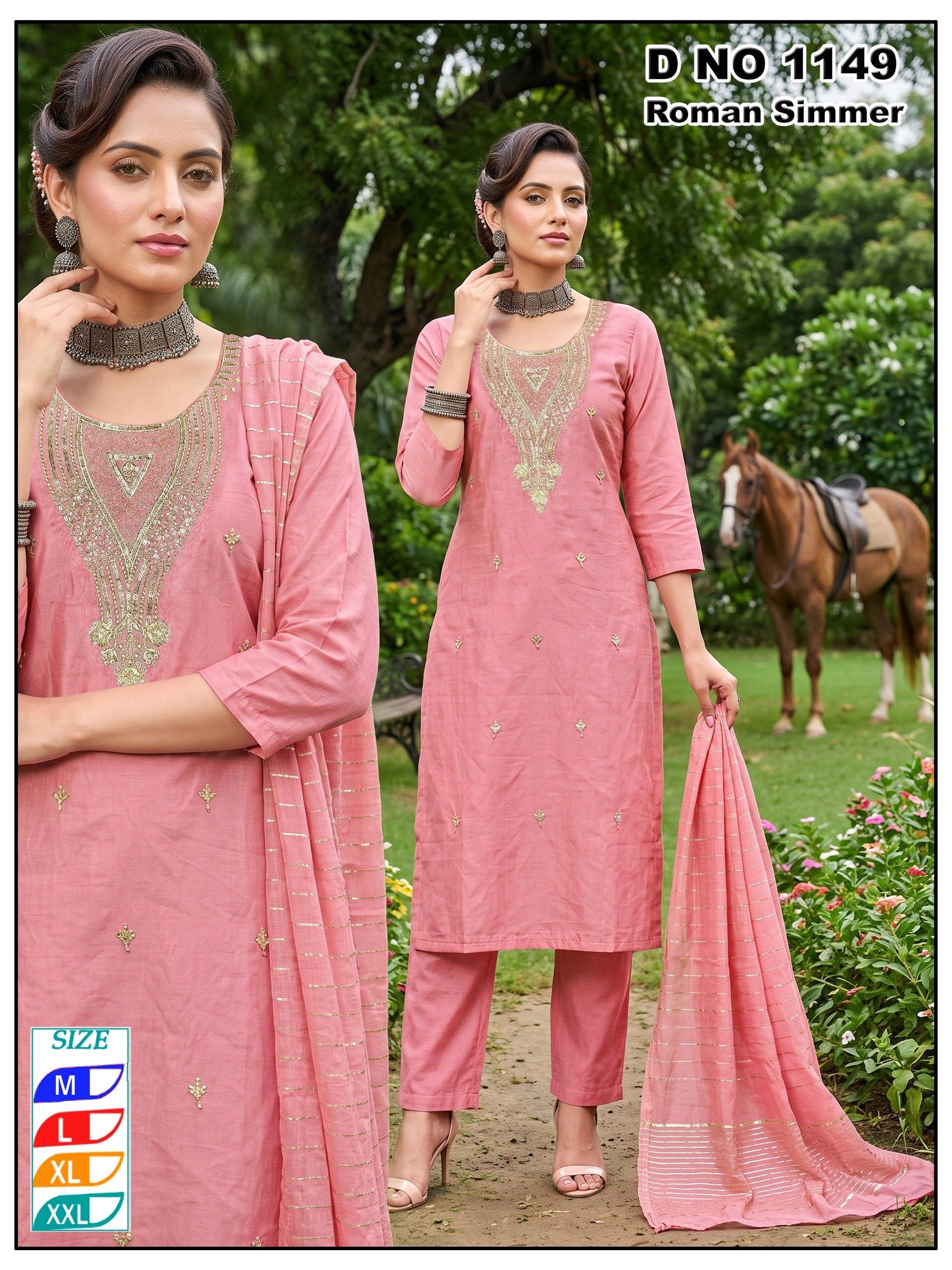 Elegant Pink Roman Shimmer 3Pc Suit Set with Sequins Embroidery & Zari Dupatta