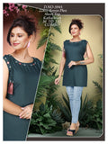 Women's Premium 22kg Heavy Rayon Plain Short Kurti / Top with Katha Work & Tassels
