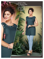 Women's Premium 22kg Heavy Rayon Plain Short Kurti / Top with Katha Work & Tassels