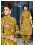 Women's Vatican Discharge Print Collar A-Line Kurti with Plain Plazo Co-Ord Set(2-Piece)