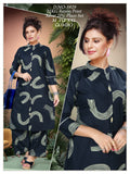 Women's Discharge Print Collar A-Line Kurti with Plain Plazo Co-Ord Set