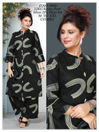 Women's Discharge Print Collar A-Line Kurti with Plain Plazo Co-Ord Set